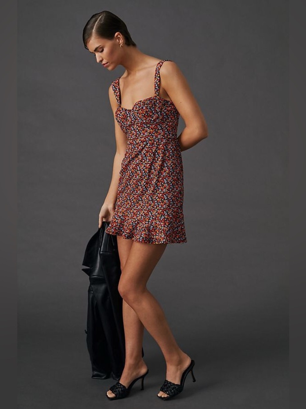 Anthropologie Hutch Ditsy Floral Corset Mini Dress Size Large 90s / Y2K Coquette